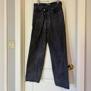 AGOLDE Washed Black Straight Leg Jeans Raw Hem Size 26